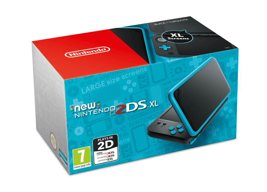 Nintendo-New 2DS XL Console - Zwart/Turquoise (in doos) Tweedehands