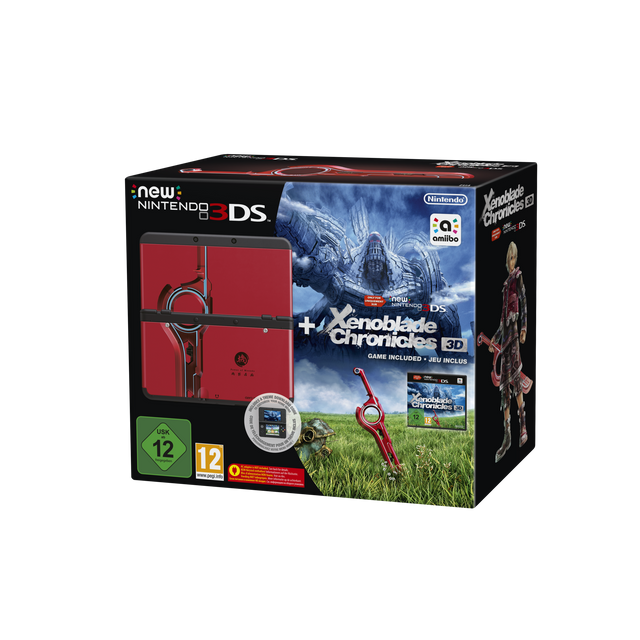 Nintendo New 3DS console, Xenoblade Chronicles 3D, doos voorkant, tweedehands