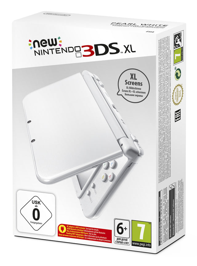 Nintendo New 3DS XL console, wit Pearl White, doos voorkant, tweedehands