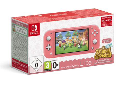 Nintendo-Switch Lite Console Incl. Animal Crossing: New Horizons & Nintendo Switch Online - Coral / Roze (Nieuw in doos)-tweedehands