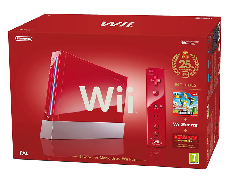 Nintendo-Wii Console - Rood + New Super Mario Bros bundel (in doos) Tweedehands