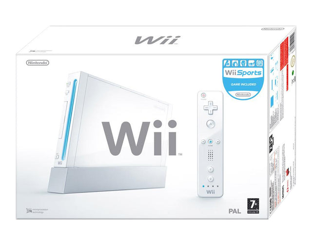 Nintendo Wii console met Wii Sports, wit, doos voorkant, tweedehands