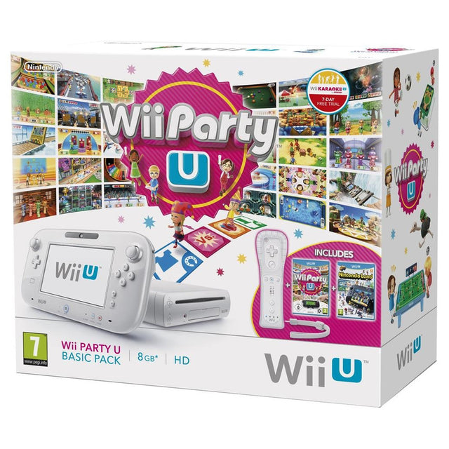 Nintendo Wii U console met GamePad, wit, Wii Party U bundel, doos voorkant, tweedehands