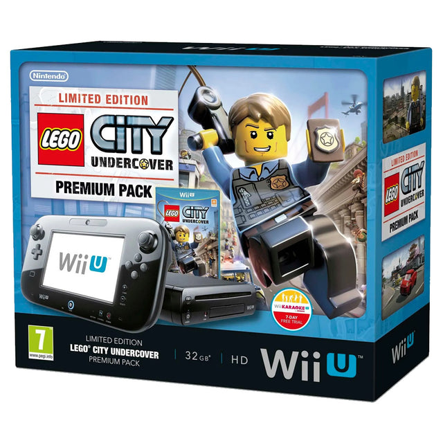 Nintendo Wii U Premium console met GamePad, zwart, LEGO City Undercover bundel, doos voorkant, tweedehands