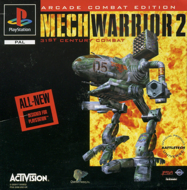PlayStation 1 MechWarrior 2 31st Century Combat, doos voorkant van de Arcade Combat Edition met een BattleMech, tweedehands