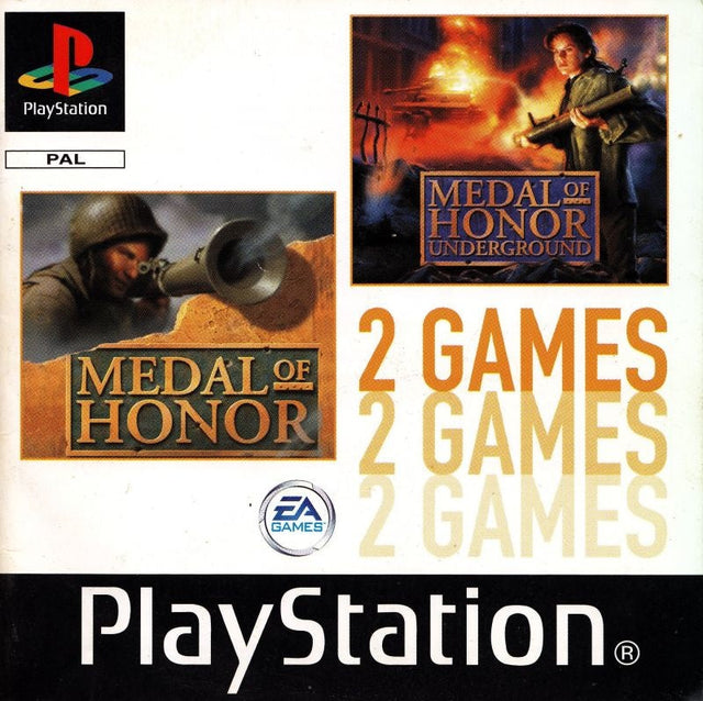 PlayStation 1 Medal of Honor en Medal of Honor Underground van EA Games, PAL-hoes 2 Games, tweedehands