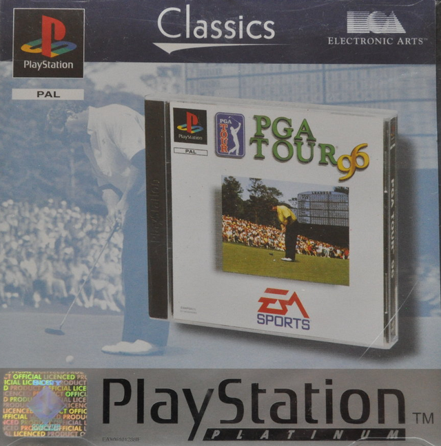 PlayStation 1 PGA Tour 96, doos voorkant, EA Classics Platinum-uitgave, tweedehands
