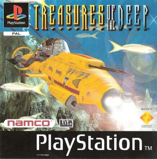 PlayStation 1 Treasures of the Deep van Namco, PAL-hoes met gele duikboot tussen vissen, tweedehands