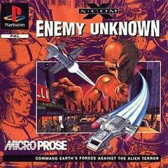PlayStation 1 X-COM Enemy Unknown van MicroProse, rode PAL-hoes met een alien en een ruimteschip, tweedehands
