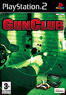 PlayStation 2 Gun Club van 505 Games, groene doos voorkant met een pistool en kogels, tweedehands