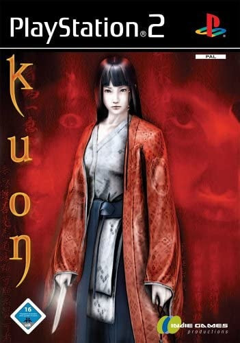 PlayStation 2 Kuon, doos voorkant met een vrouw in een rode kimono, tweedehands