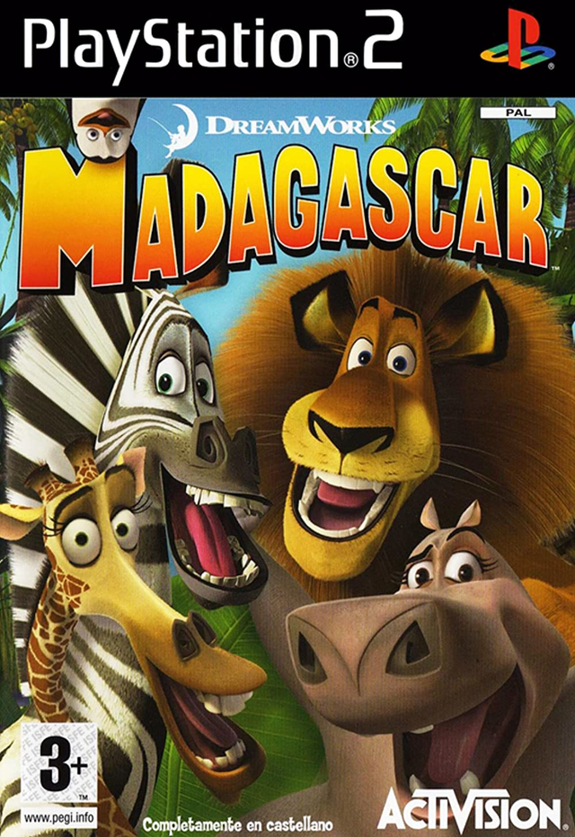 PlayStation 2 Madagascar, doos voorkant met opdruk Completamente en castellano, Spaanse uitgave