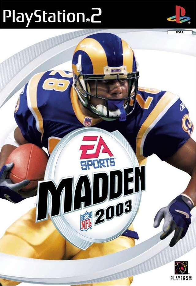 PlayStation 2 Madden NFL 2003 van EA Sports, doos voorkant met een footballspeler van de Rams, tweedehands