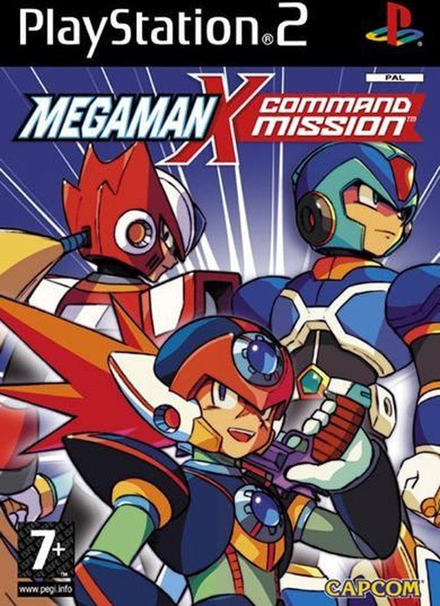 PlayStation 2 Mega Man X Command Mission van Capcom, doos voorkant met Mega Man X en Zero, tweedehands