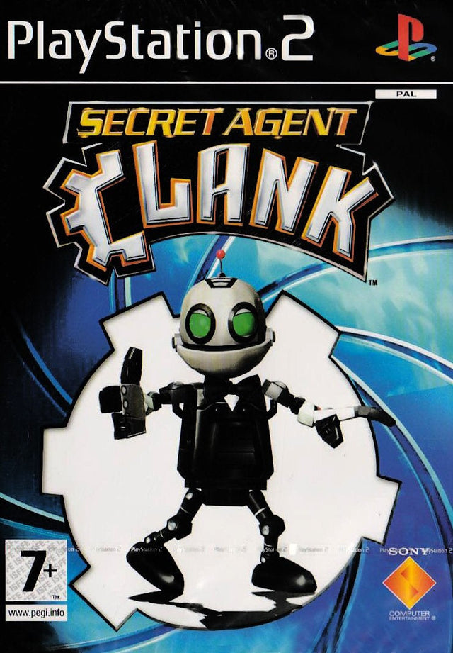 PlayStation 2 Secret Agent Clank van Sony, doos voorkant met de robot Clank in smoking, tweedehands