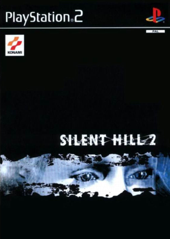 PlayStation 2 Silent Hill 2 van Konami, zwarte doos voorkant met een paar ogen, tweedehands