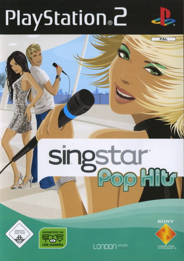PlayStation 2 SingStar Pop Hits, doos voorkant, Duitse USK-uitgave, tweedehands