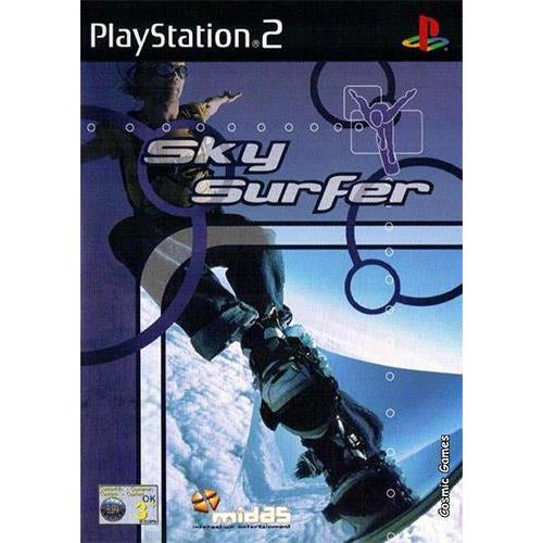 PlayStation 2 Sky Surfer van Midas, doos voorkant met een skysurfer boven de wolken, tweedehands