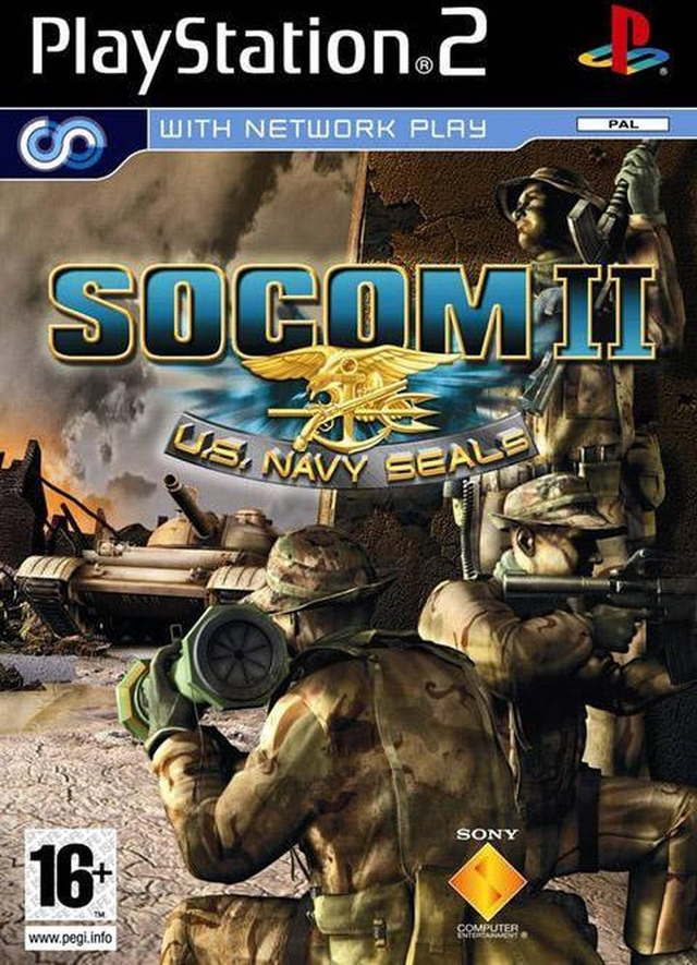 PlayStation 2 SOCOM II U.S. Navy SEALs, doos voorkant, tweedehands