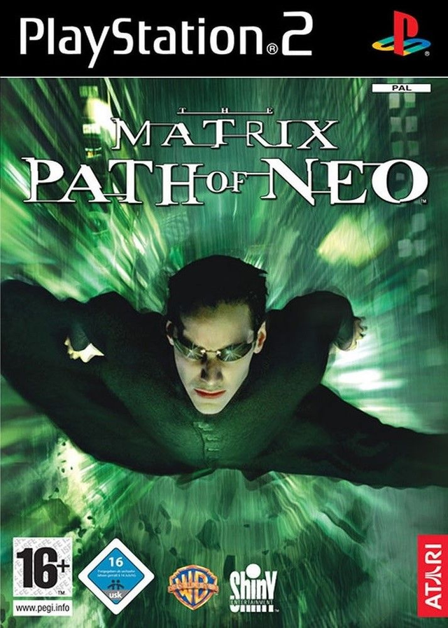 PlayStation 2 The Matrix Path of Neo, doos voorkant met USK 16-label, tweedehands