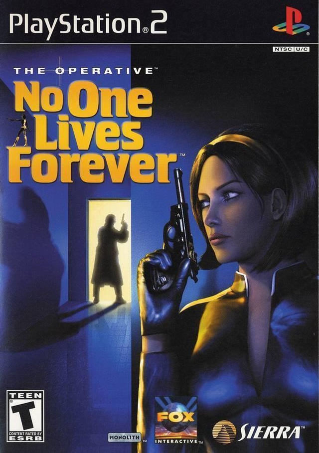 PlayStation 2 The Operative No One Lives Forever, doos voorkant met Cate Archer, Amerikaanse ESRB-uitgave, tweedehands