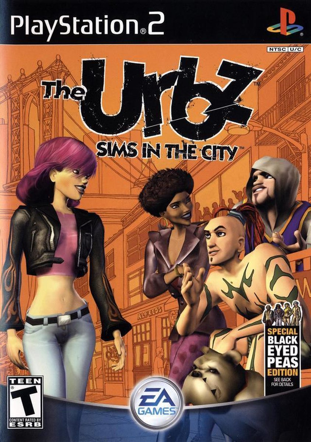 PlayStation 2 The Urbz Sims in the City, doos voorkant, Amerikaanse NTSC-uitgave Black Eyed Peas Edition, tweedehands