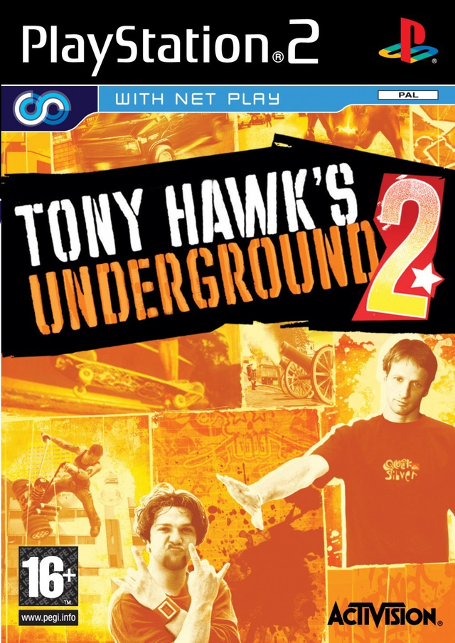PlayStation 2 Tony Hawk's Underground 2 van Activision, doos voorkant met Tony Hawk en Bam Margera, tweedehands