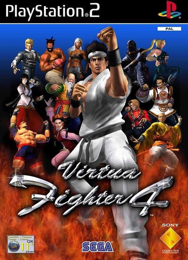 PlayStation 2 Virtua Fighter 4, doos voorkant met Brits ELSPA-label, tweedehands