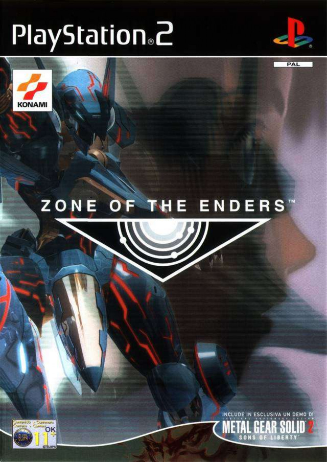 PlayStation 2 Zone of the Enders, doos voorkant met Italiaanse tekst en Brits ELSPA-label, tweedehands