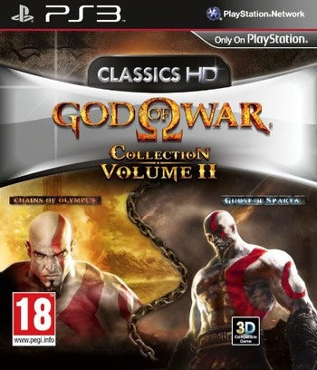 PlayStation 3 God of War Collection Volume II Classics HD van Sony, doos voorkant met twee kale krijgers, tweedehands