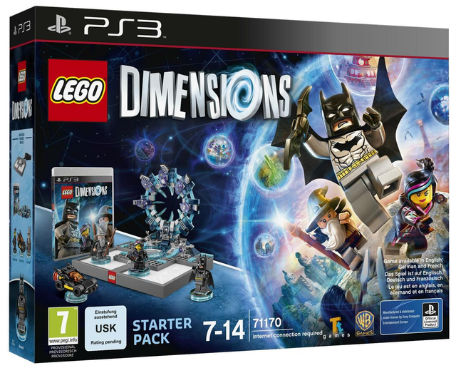 PlayStation 3 LEGO Dimensions Starter Pack 71170, doos voorkant met minifiguren en portaal