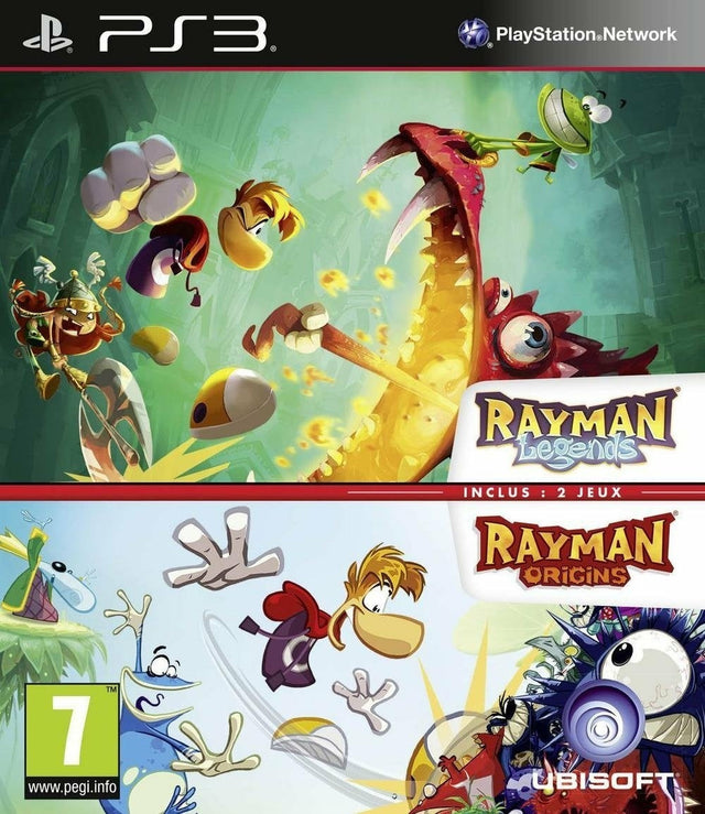 PlayStation 3 Rayman Legends + Rayman Origins dubbelpak, doos voorkant, Franse uitgave, tweedehands