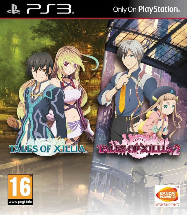 PlayStation 3 Tales of Xillia 1 en 2 van Bandai Namco, doos voorkant met figuren uit beide spellen, tweedehands