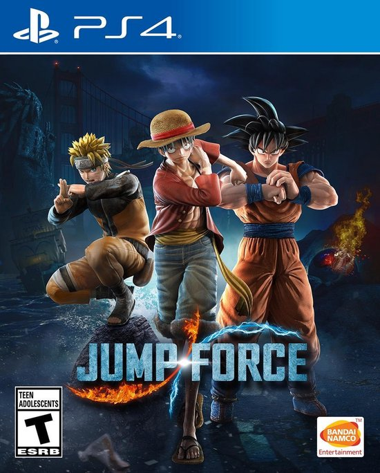 PlayStation 4 Jump Force, doos voorkant, Amerikaanse ESRB-uitgave