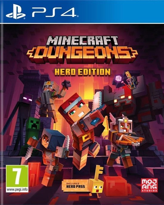 PlayStation 4 Minecraft Dungeons Hero Edition, doos voorkant, tweedehands