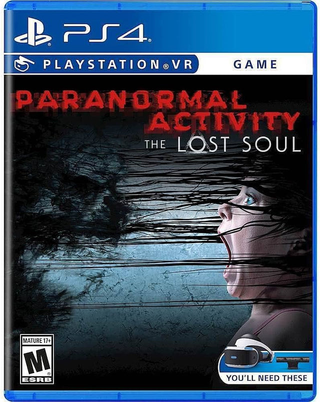 PlayStation 4 Paranormal Activity The Lost Soul, PlayStation VR-doos met een gillend gezicht, ESRB-uitgave