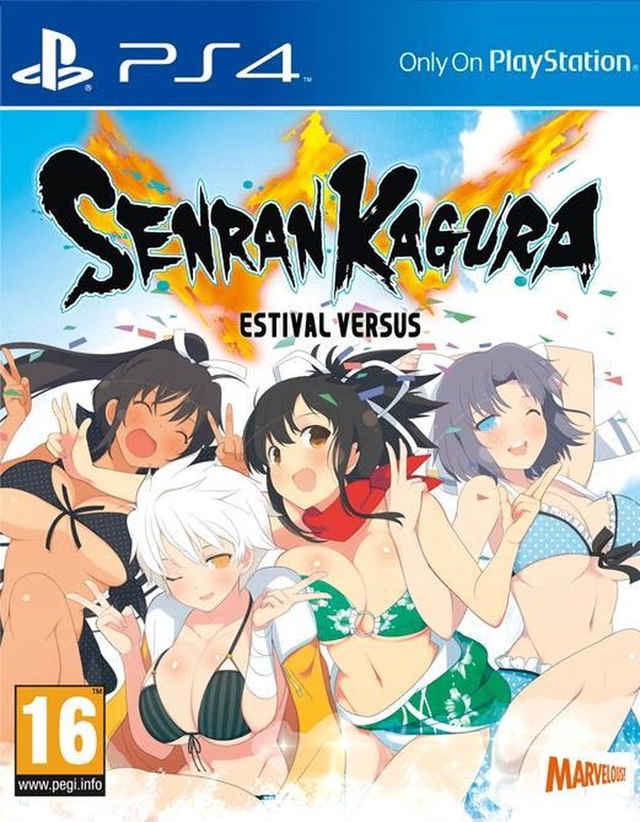 PlayStation 4 Senran Kagura Estival Versus van Marvelous, doos voorkant met meisjes in bikini, tweedehands
