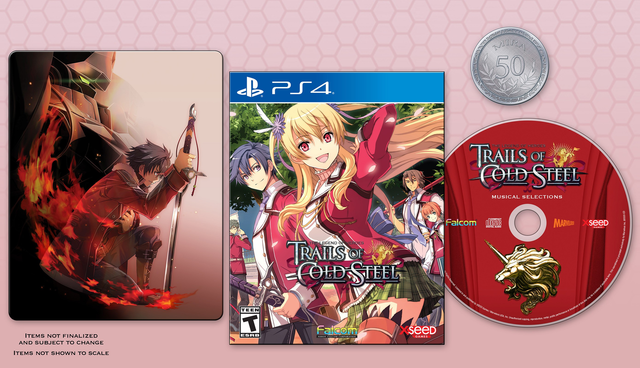 PlayStation 4 The Legend of Heroes Trails of Cold Steel Decisive Edition, promotiefoto met steelbook, ESRB-doos en cd