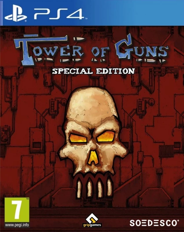 PlayStation 4 Tower of Guns van Soedesco, doos voorkant van de Special Edition met gele doodskop, tweedehands