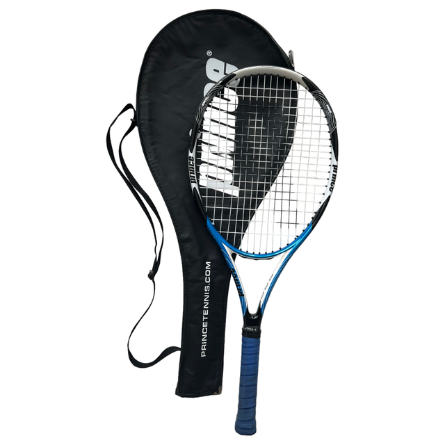 Prince TT Bandit Triple Threat tennisracket met zwarte hoes, vooraanzicht, tweedehands