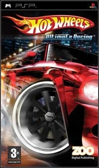 PlayStation Portable PSP Hot Wheels Ultimate Racing van Zoo Digital, doos voorkant met een rode raceauto, tweedehands