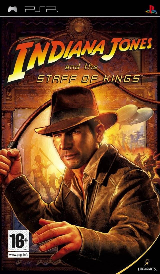 PlayStation Portable PSP Indiana Jones and the Staff of Kings van LucasArts, doos voorkant met Indy, tweedehands