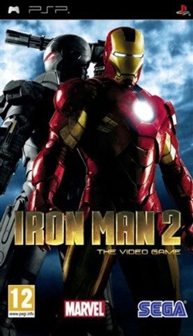 PlayStation Portable PSP Iron Man 2 van Sega, doos voorkant met Iron Man en War Machine, tweedehands