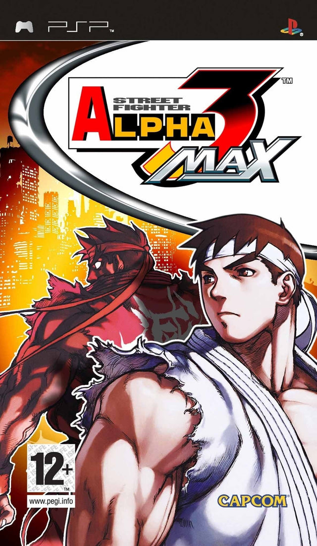 PlayStation Portable PSP Street Fighter Alpha 3 Max van Capcom, doos voorkant met Ryu, tweedehands
