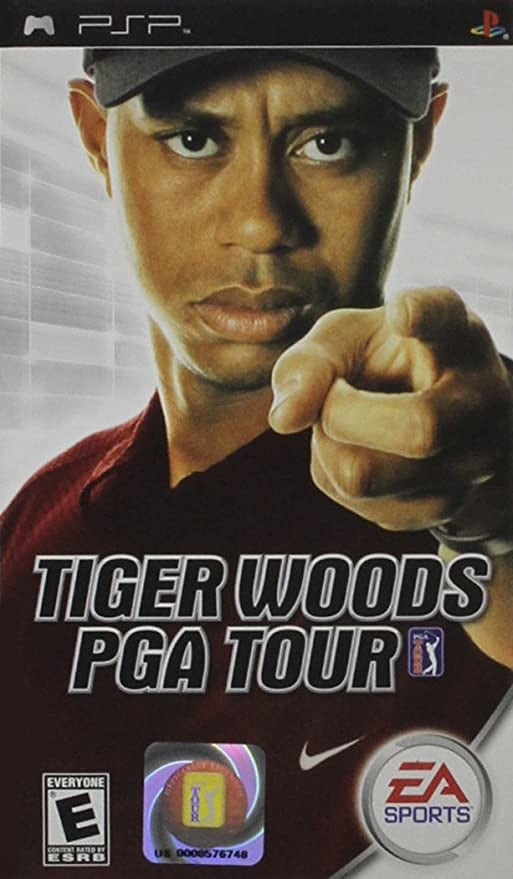 PlayStation Portable PSP Tiger Woods PGA Tour van EA Sports, ESRB-hoes met Tiger Woods die naar voren wijst, tweedehands