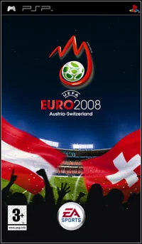 PlayStation Portable PSP UEFA Euro 2008 van EA Sports, doos voorkant met Oostenrijkse en Zwitserse vlag, tweedehands