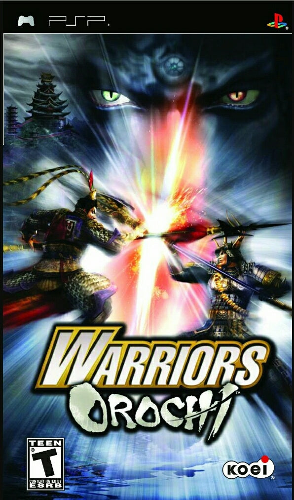 PlayStation Portable PSP Warriors Orochi van Koei, ESRB-hoes met twee strijders die botsen, tweedehands