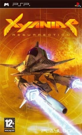 PlayStation Portable PSP Xyanide Resurrection van Playlogic, doos voorkant met een ruimteschip op oranje, tweedehands