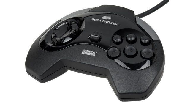 Sega Saturn controller, zwart, voorkant, tweedehands