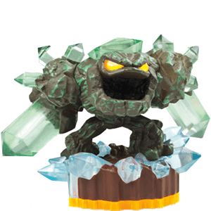Skylanders Prism Break figuur, rotsgolem met groene kristallen op bruine voet, tweedehands